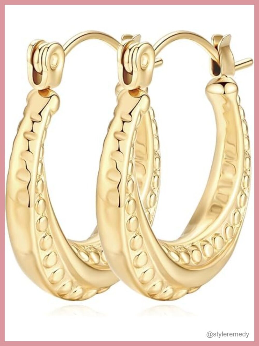 14K Gold Plated Hoop Earrings Rotating Ball Design Hinged Hoop Women's Jewelry